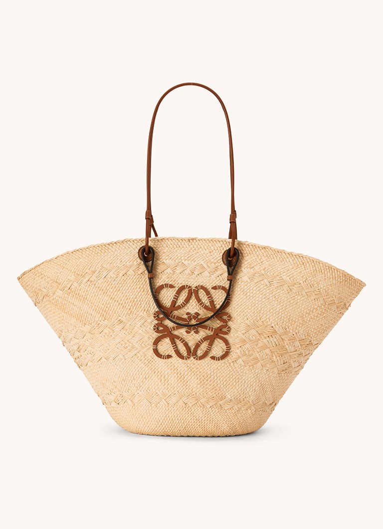 LOEWE Dames Anagram Basket Large shopper met kalfsleren details in de kleur Lichtbruin