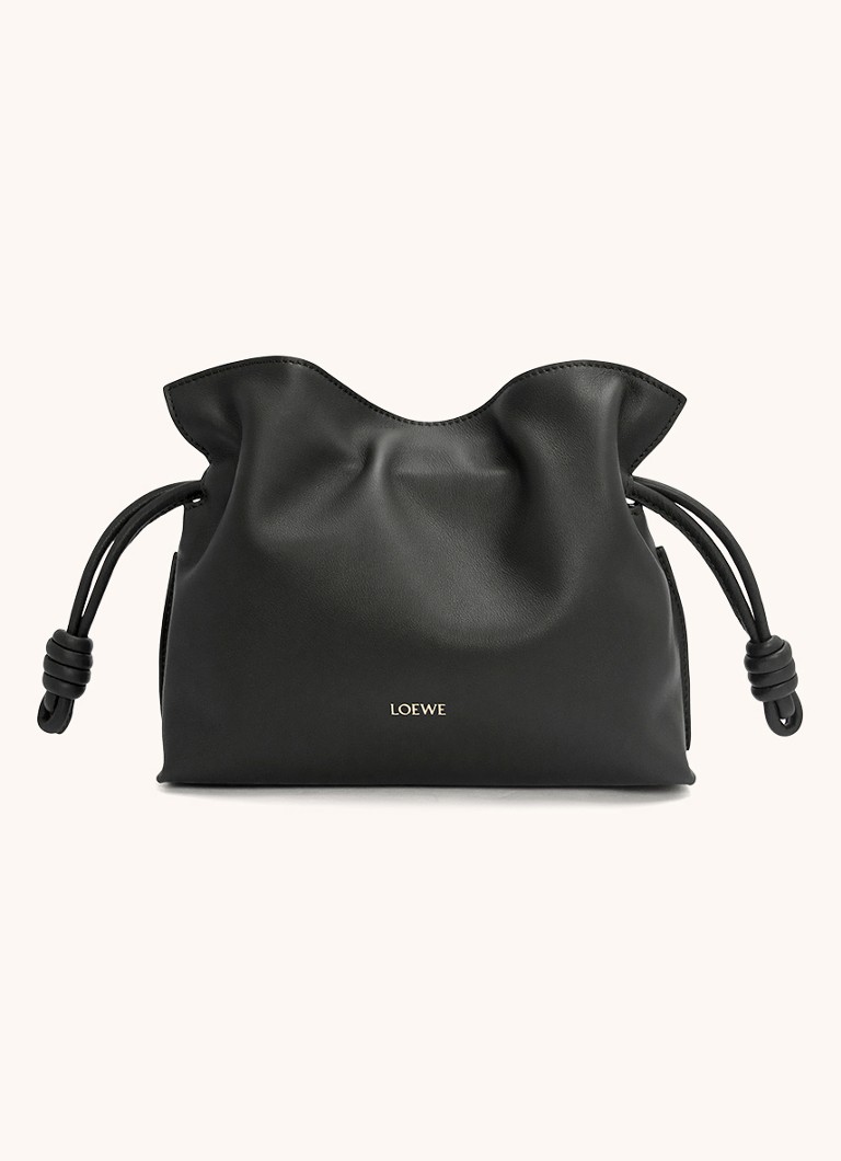 LOEWE Dames Flamenco Mini clutch van kalfsleer in de kleur Zwart