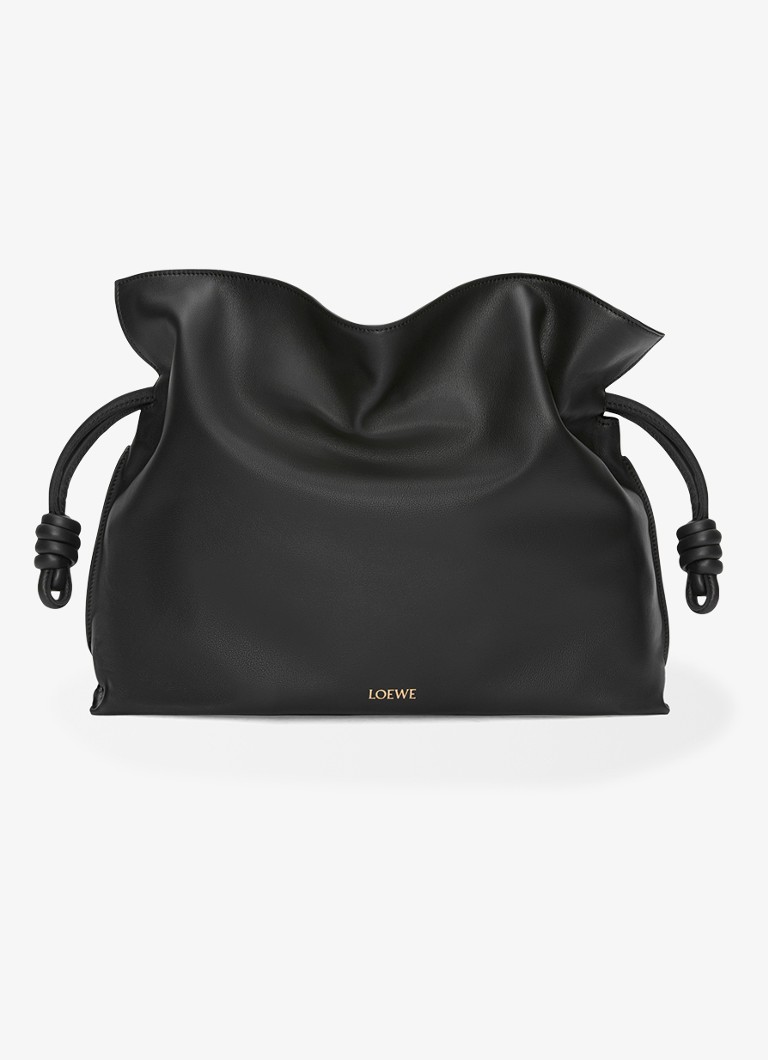 LOEWE Dames Flamenco Large clutch van kalfsleer in de kleur Zwart