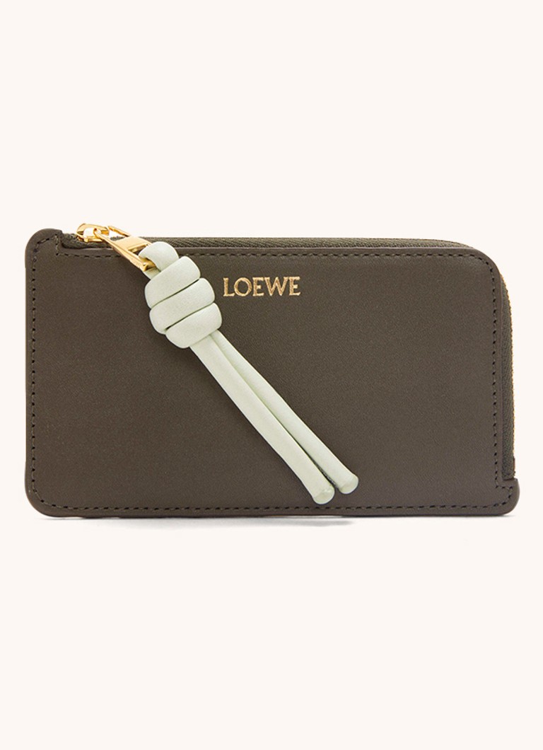 LOEWE Dames Knot pasjeshouder van kalfsleer in de kleur Khaki