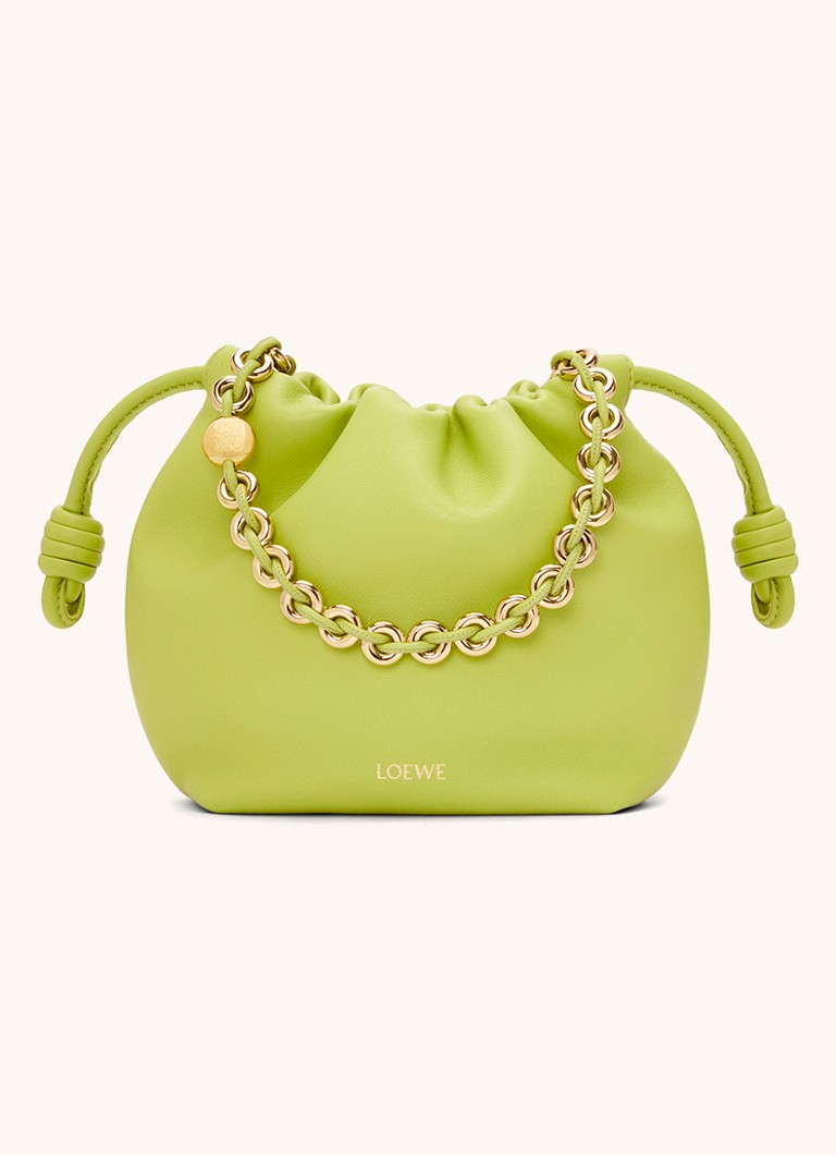 LOEWE Dames Flamenco Mini clutch van lamsleer in de kleur Lime