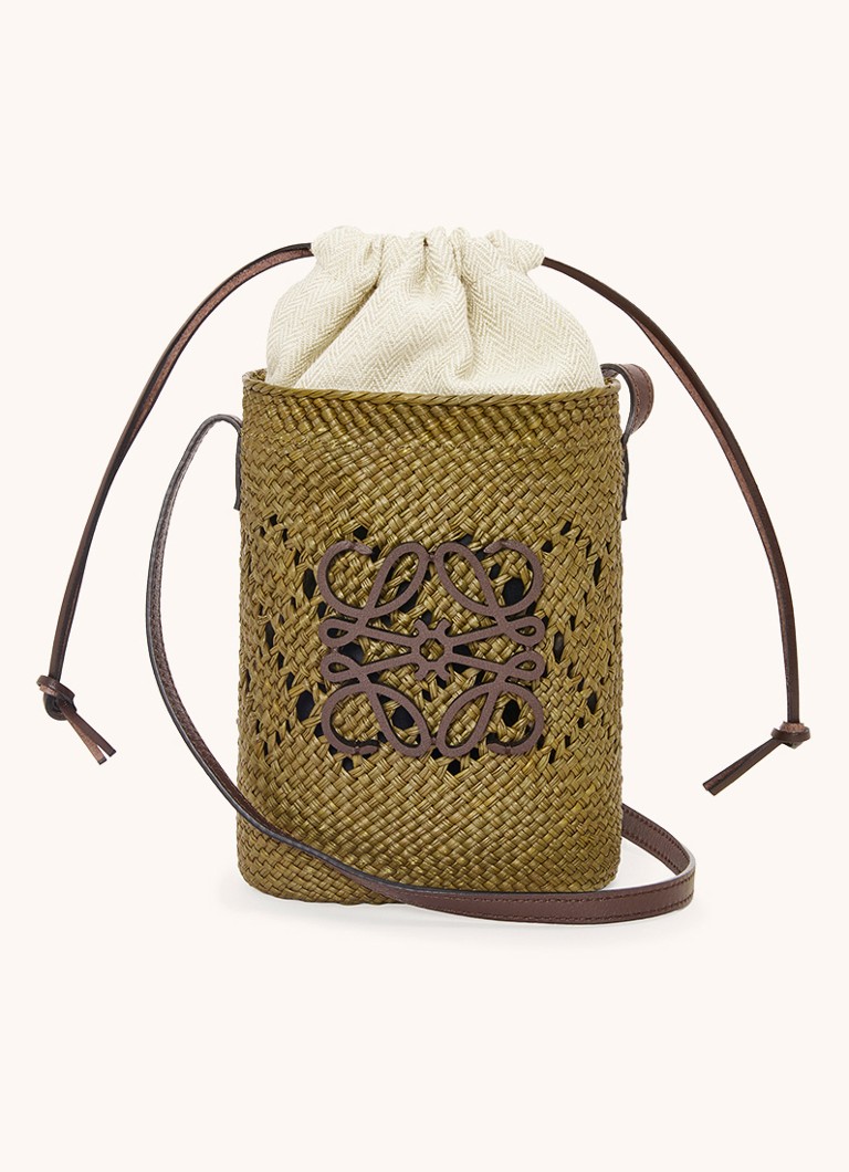 LOEWE Dames Anagram crossbodytas met kalfsleren details in de kleur Olijfgroen