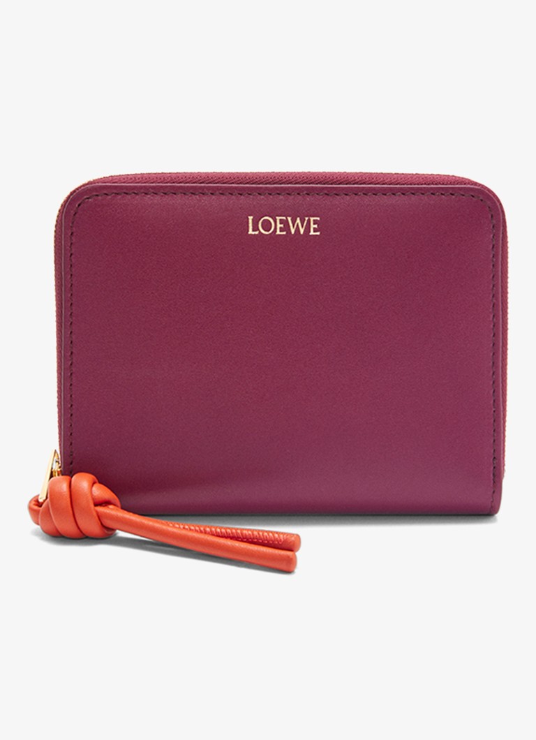 LOEWE Dames Knot portemonnee van kalfsleer in de kleur Aubergine
