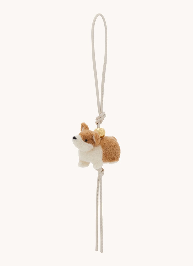 LOEWE Dames Corgi tasbedel van kalfsleer in de kleur Gebroken wit