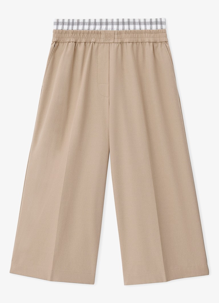 LOEWE Dames High waist wide fit culotte met contrast in de kleur Beige
