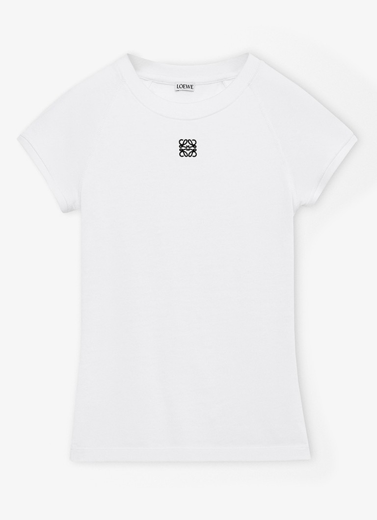 LOEWE Dames T-shirt met logoborduring in de kleur Wit