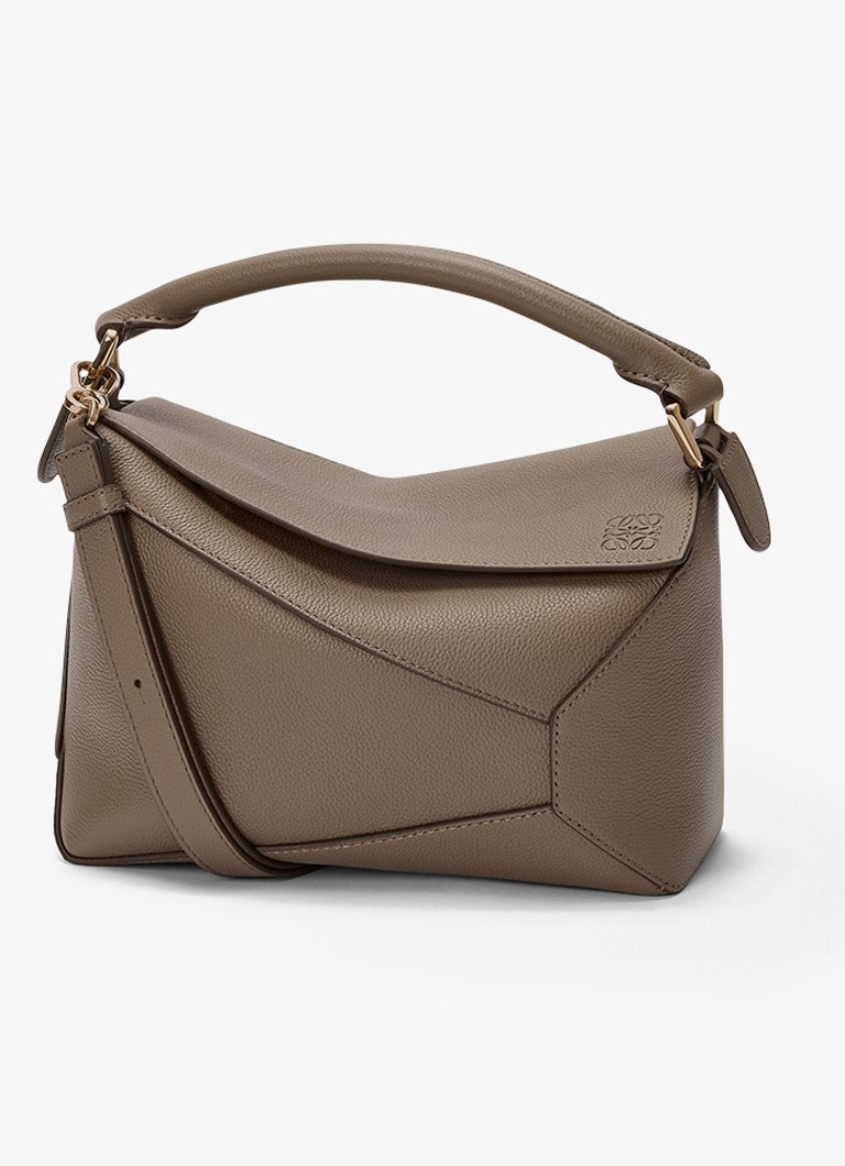 LOEWE Dames Puzzle Edge Small handtas van kalfsleer in de kleur Taupe
