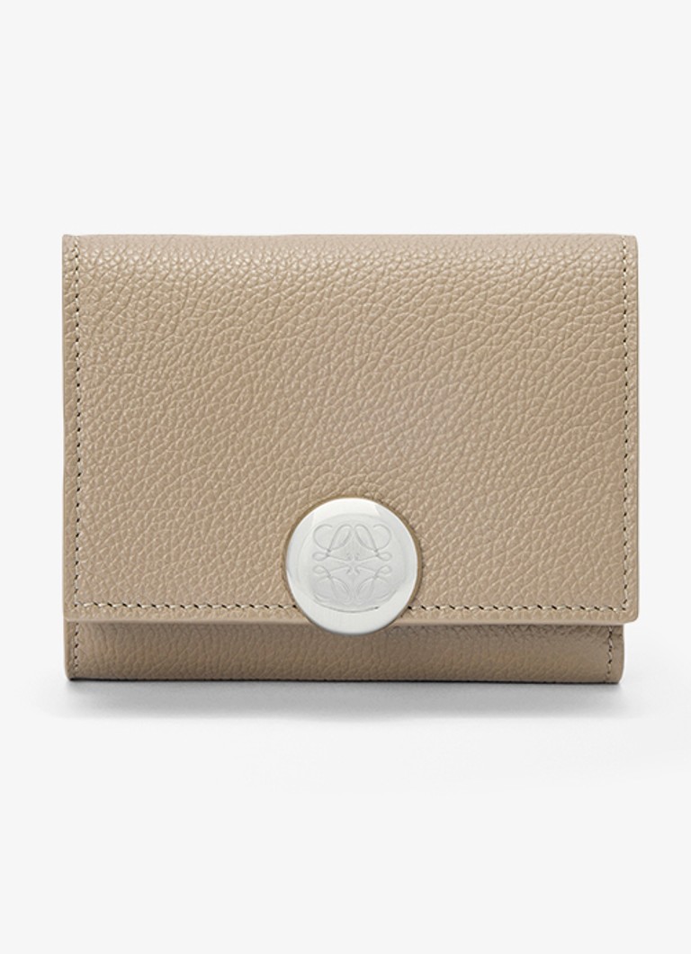 LOEWE Dames Pebble portemonnee van kalfsleer in de kleur Zand