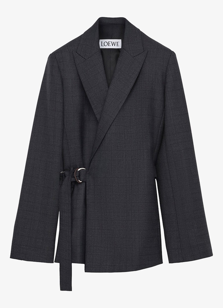LOEWE Dames Blazer van wol met ceintuur in de kleur Donkergrijs