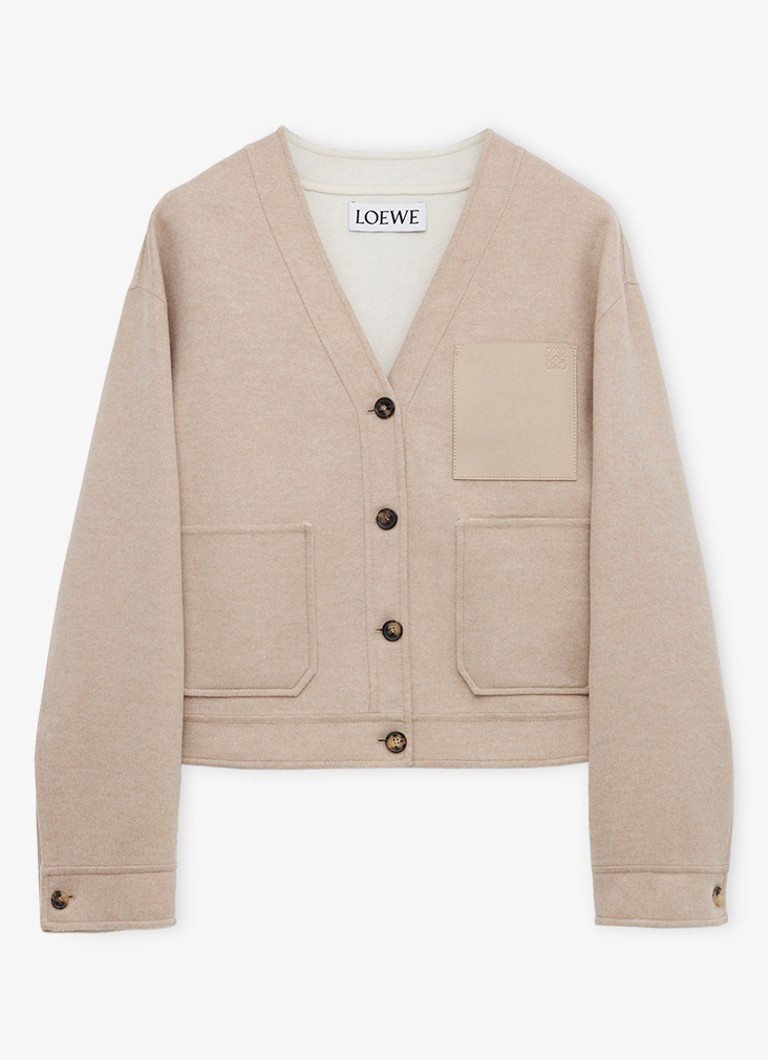 LOEWE Dames Fijngebreid vest in kasjmierblend met opgestikte zakken in de kleur Zand
