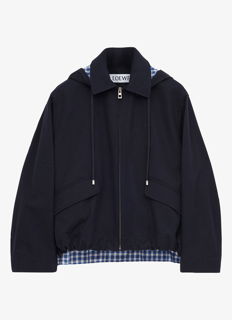 LOEWE Dames Parka in zijdeblend met capuchon en klepzakken in de kleur Donkerblauw