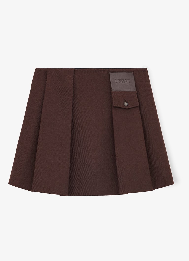 LOEWE Dames Minirok in wolblend in de kleur Donkerbruin