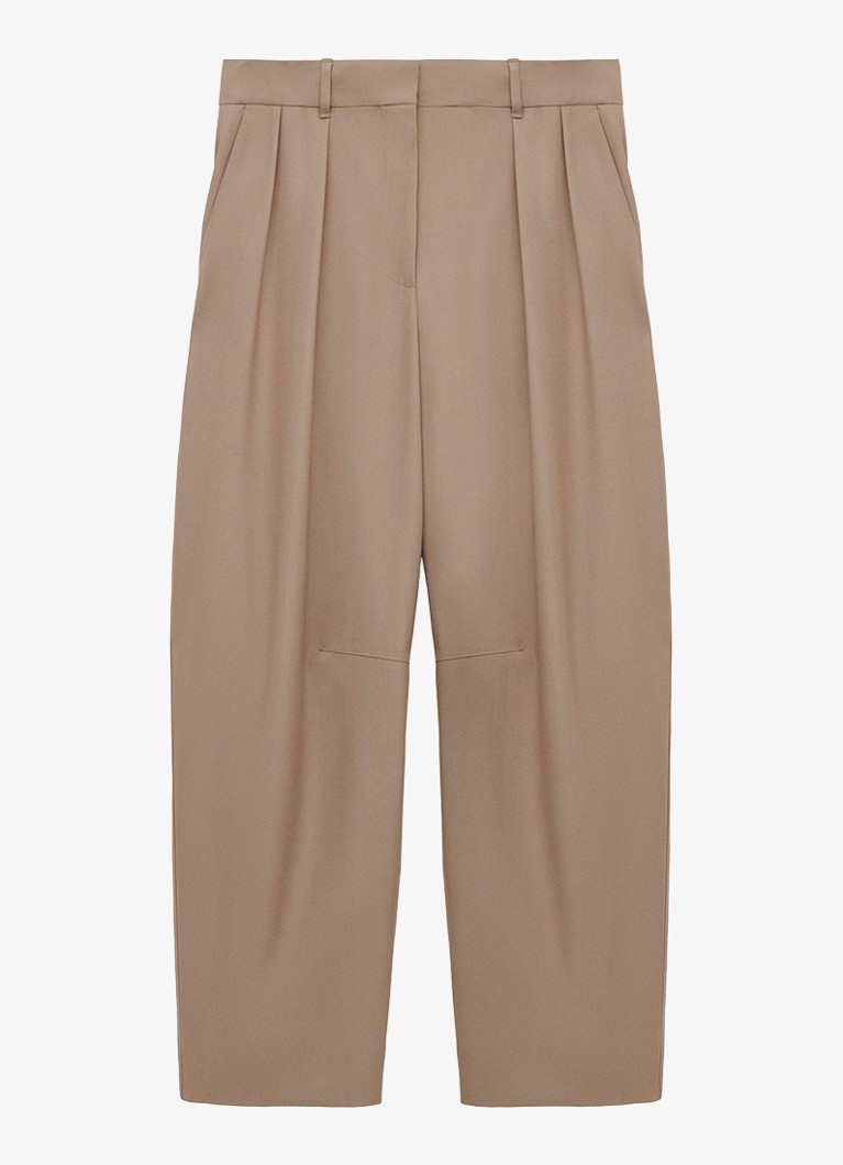 LOEWE Dames High waist loose fit pantalon van wol in de kleur Zand