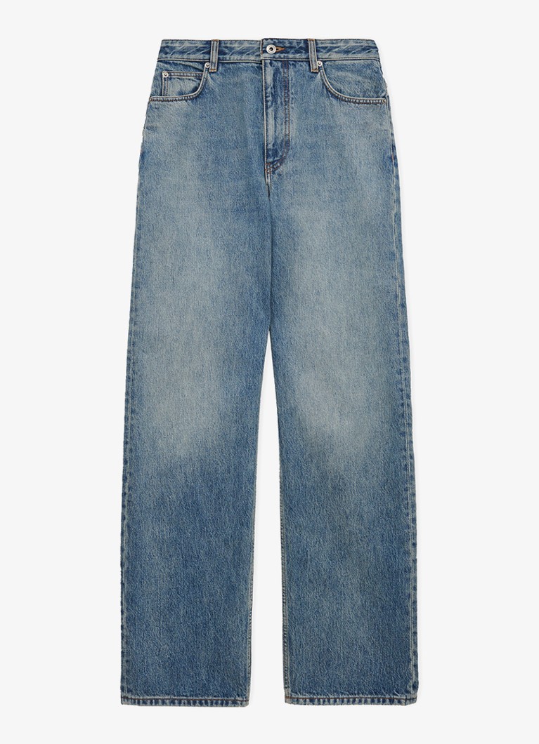 LOEWE Dames High waist straight leg jeans met medium wassingg in de kleur Indigo