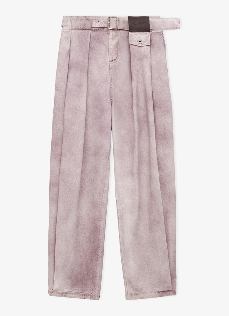 LOEWE Dames Mid waist wide leg jeans met ceintuur en gekleurde wassing in de kleur Roze