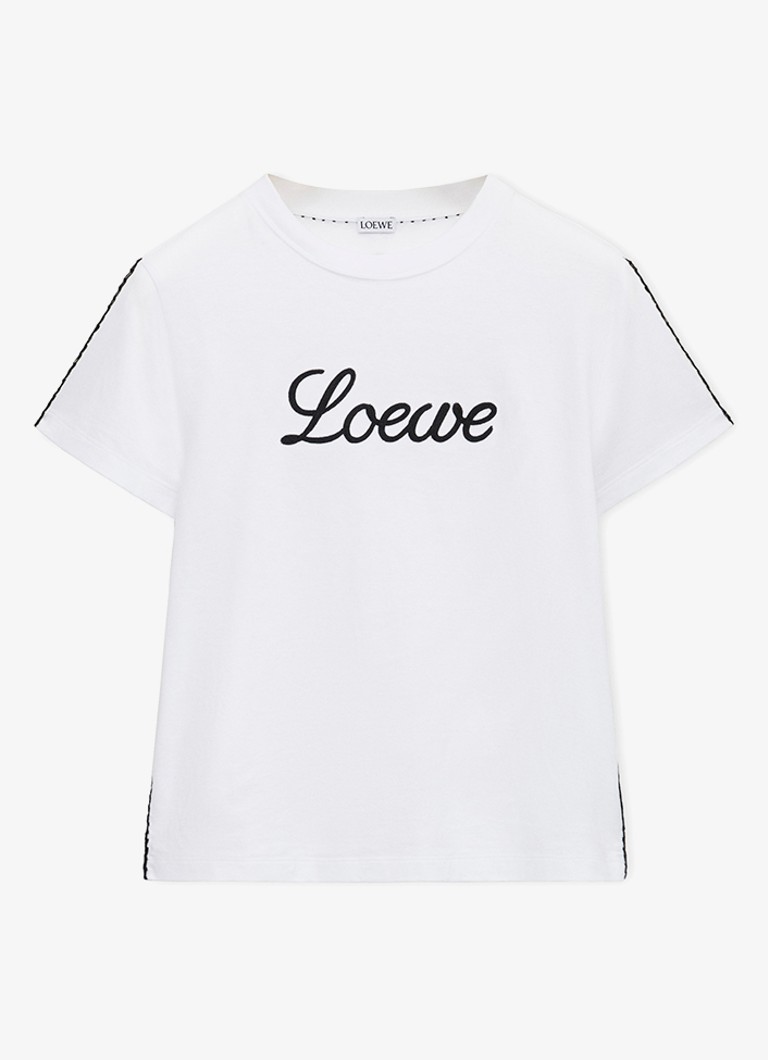 LOEWE Dames T-shirt met logoborduring in de kleur Wit