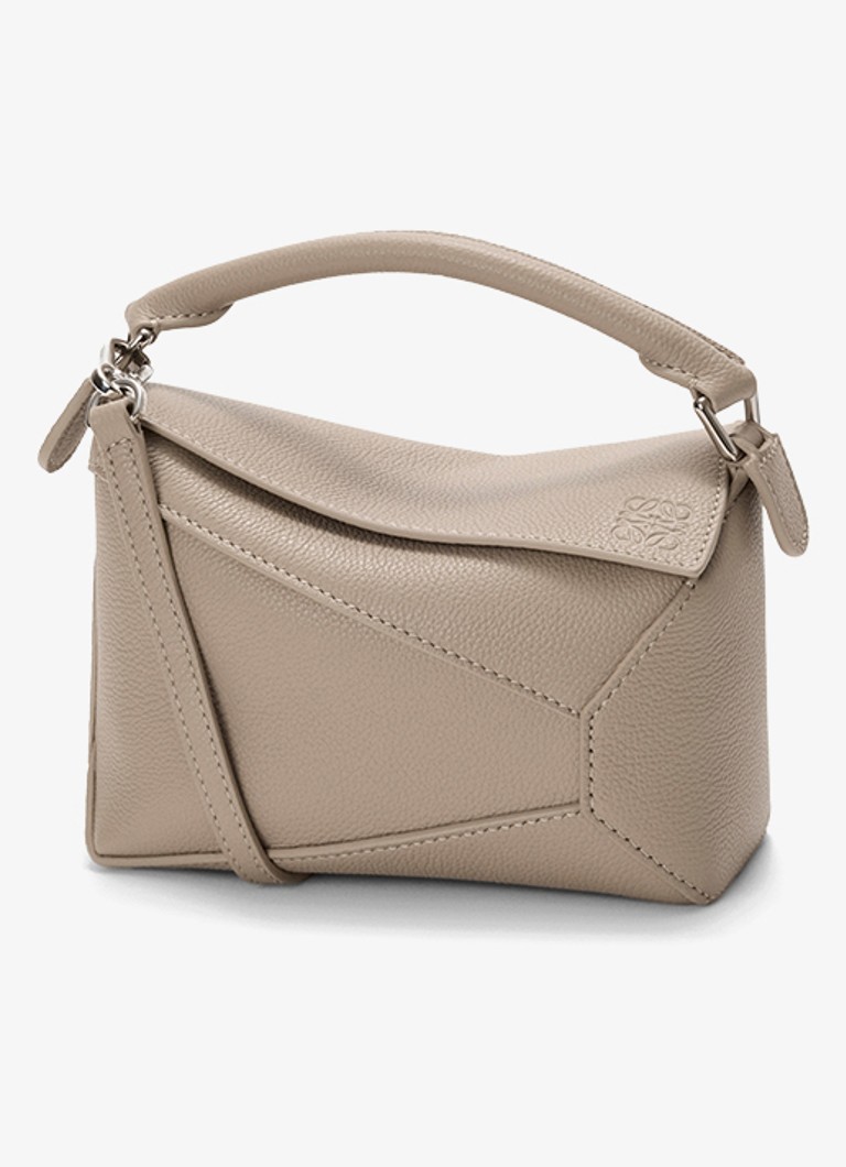 LOEWE Dames Puzzle Edge Mini handtas van kalfsleer in de kleur Zand