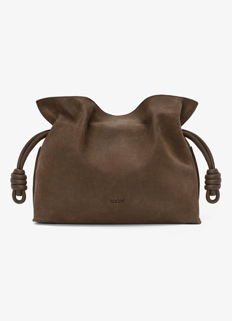 LOEWE Dames Flamenco Medium clutch van kalfsleer in de kleur Bruin