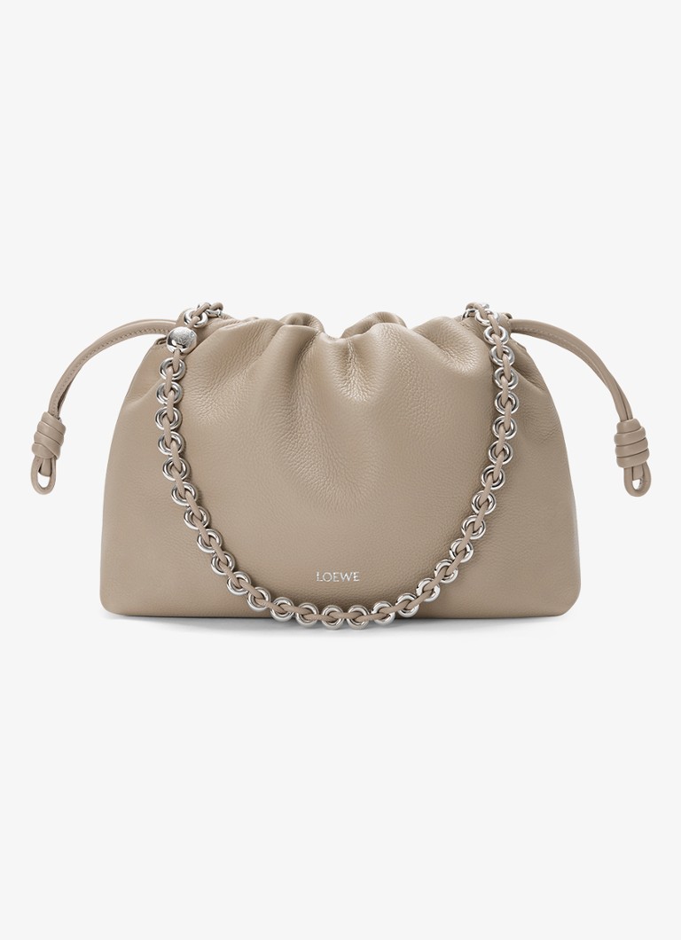 LOEWE Dames Flamenco Medium schoudertas van kalfsleer in de kleur Zand