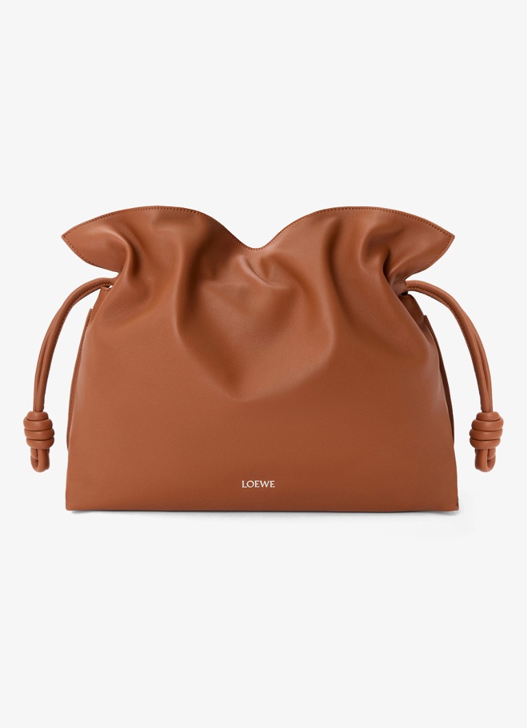 LOEWE Dames Flamenco Large clutch van kalfsleer in de kleur Bruin