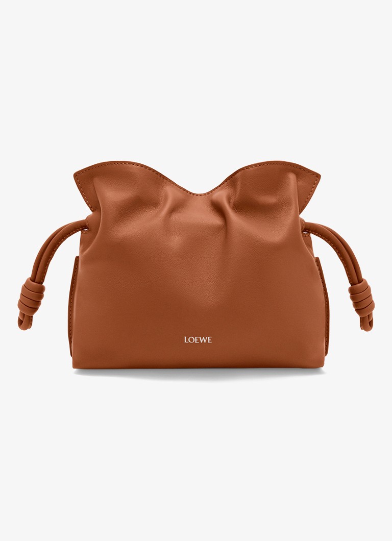 LOEWE Dames Flamenco Mini clutch van kalfsleer in de kleur Bruin