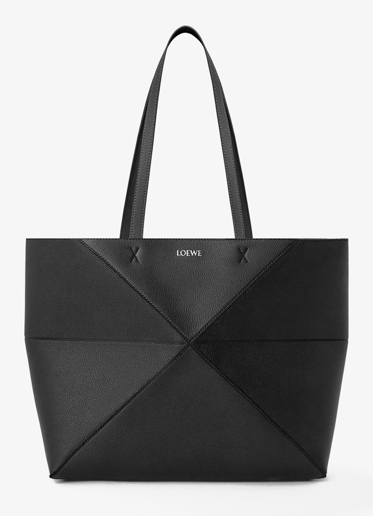 LOEWE Dames Puzzle Fold Horizontal Medium shopper van kalfsleer in de kleur Zwart