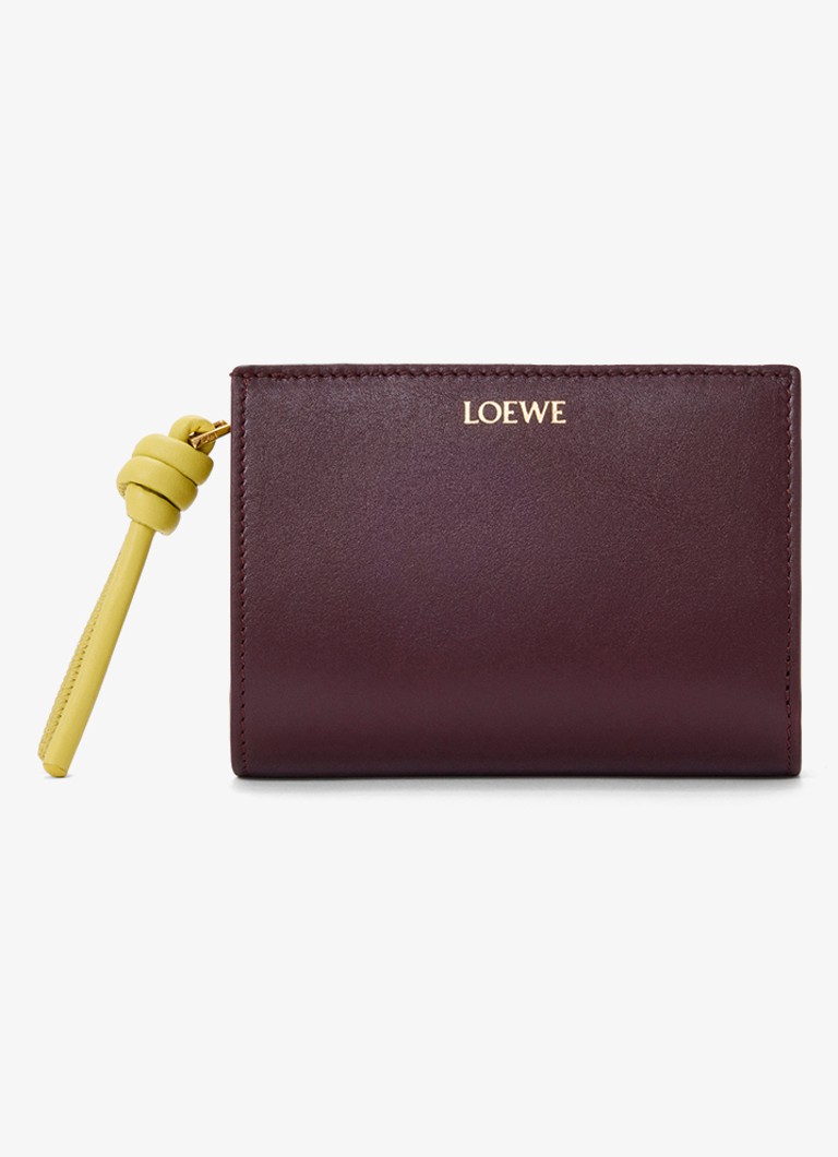 LOEWE Dames Knot Compact portemonnee van kalfsleer in de kleur Bordeauxrood