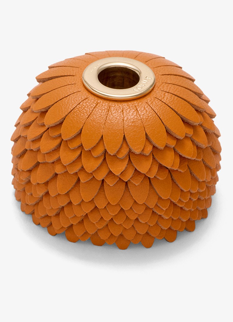 LOEWE Dames Flower Dice tasbedel van kalfsleer in de kleur Oranje