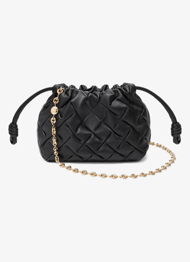 LOEWE Dames Flamenco Mini clutch van leer in de kleur Zwart