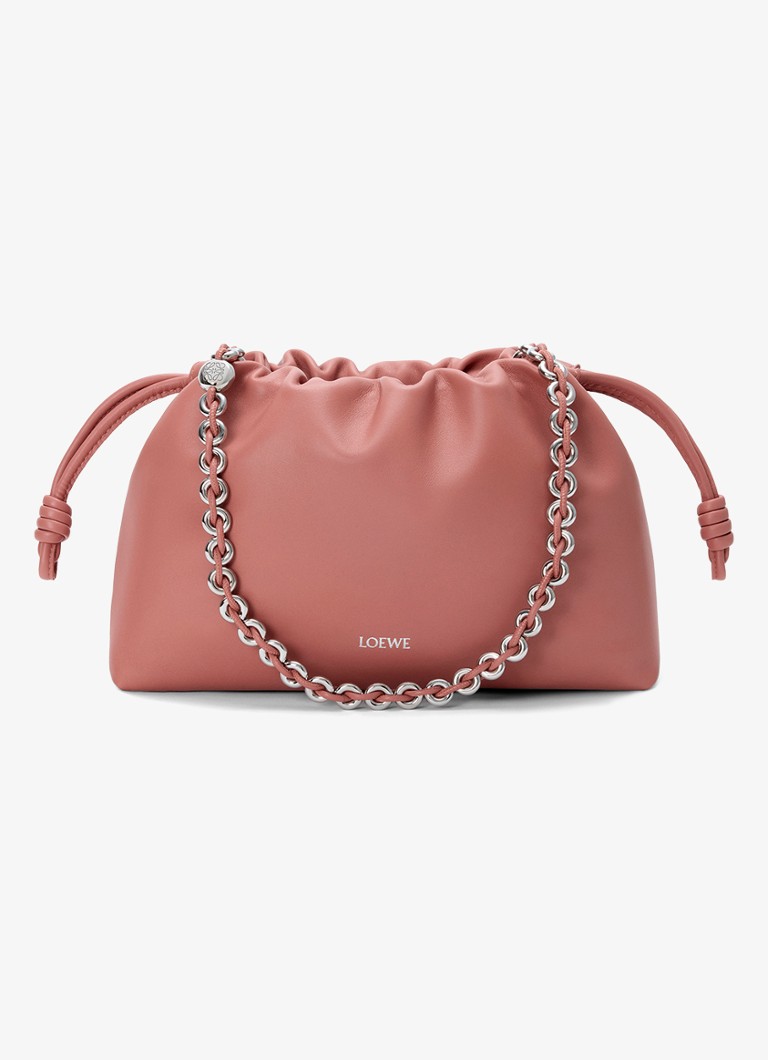 LOEWE Dames Flamenco Medium schoudertas van leer in de kleur Zalmroze