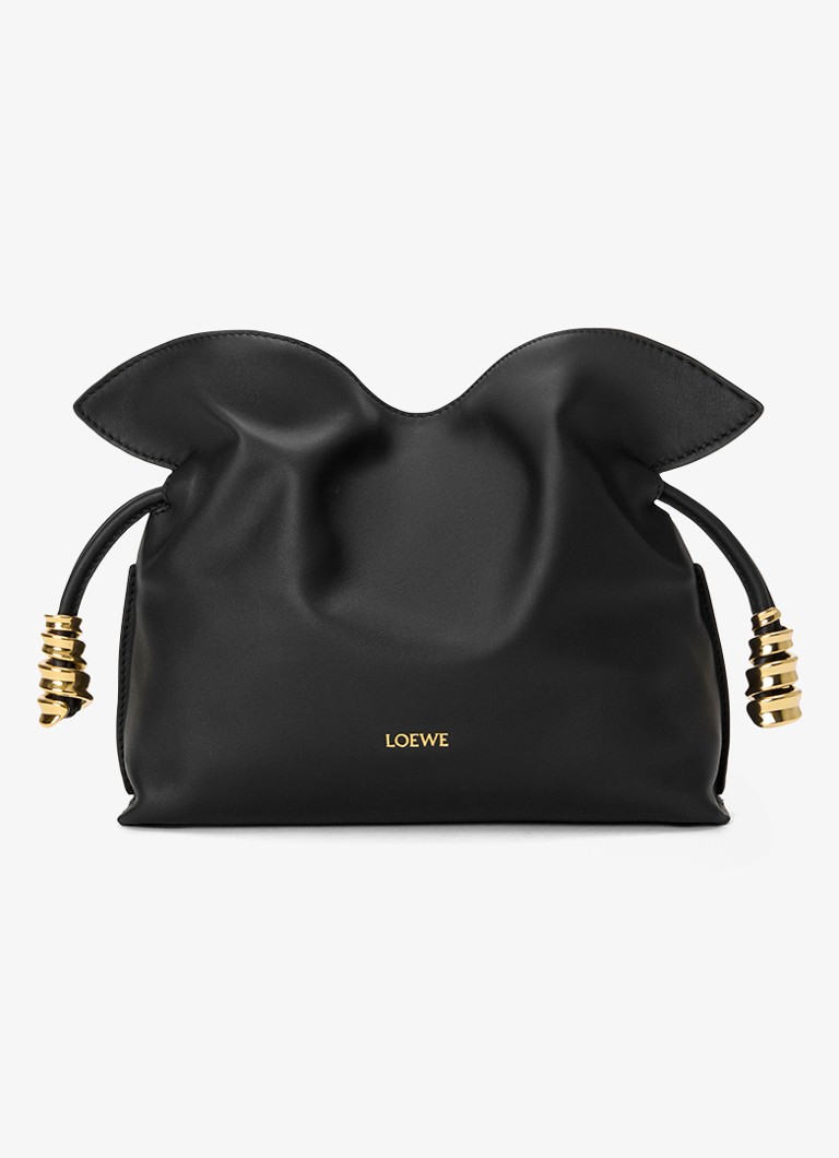 LOEWE Dames Flamenco Mini clutch van kalfsleer in de kleur Zwart