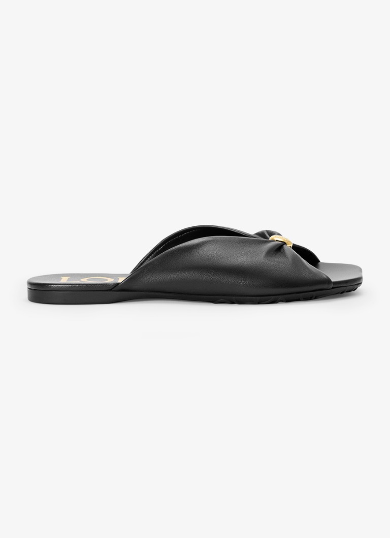 LOEWE Dames Pebble Soft slipper van lamsleer in de kleur Zwart