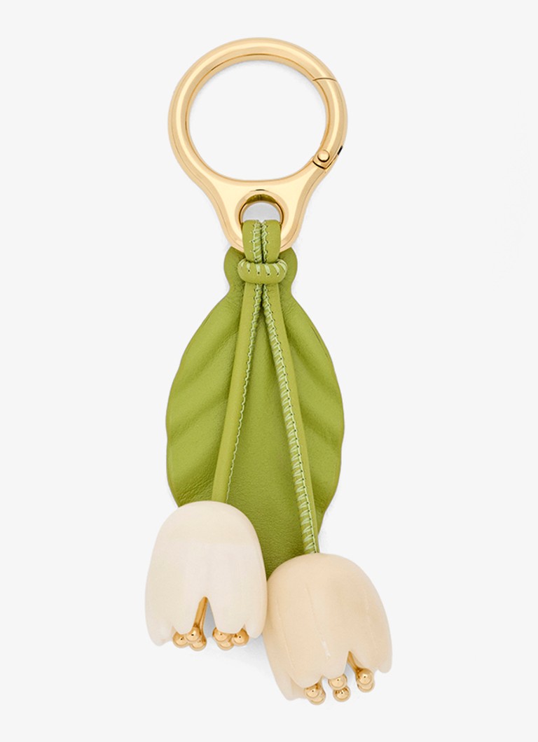LOEWE Dames Flower tasbedel van kalfsleer in de kleur Wit