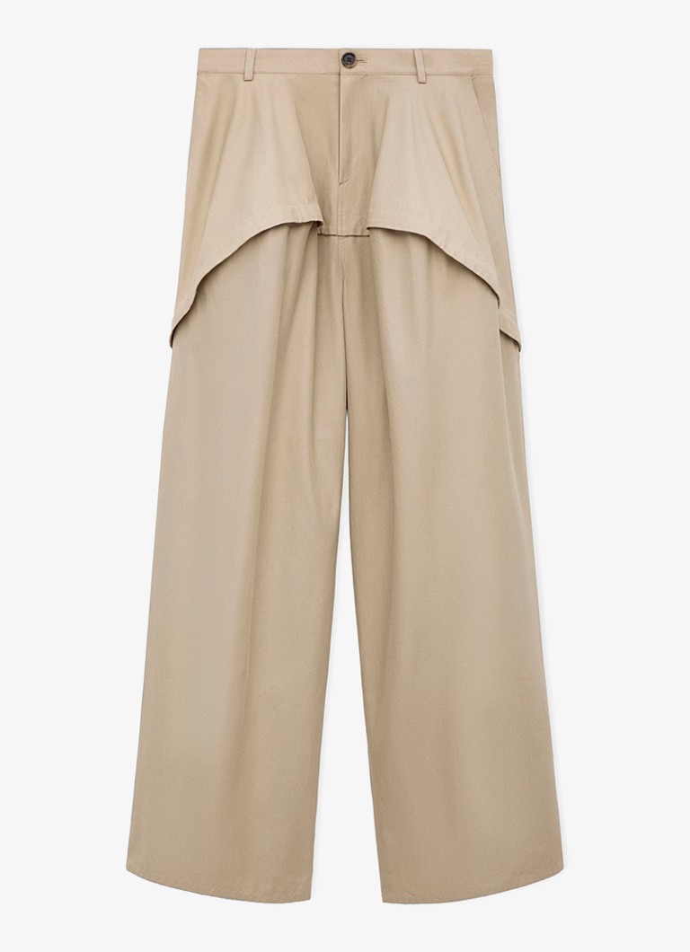 LOEWE Dames Mid waist wide fit pantalon met steekzakken in de kleur Beige