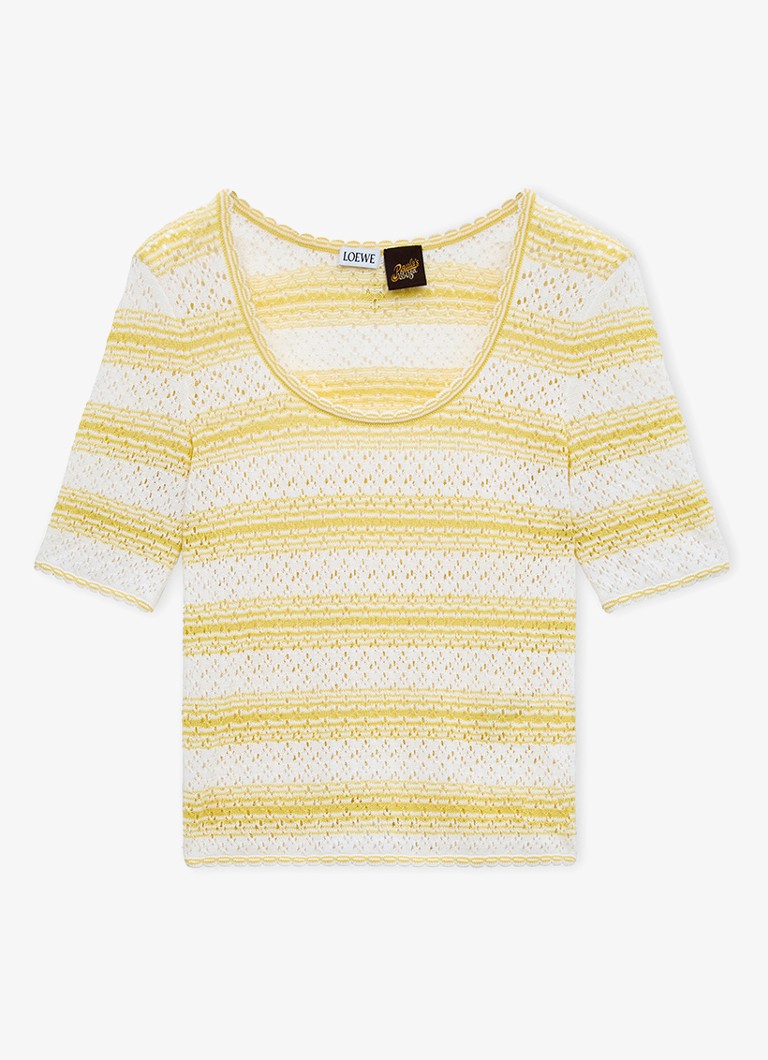 LOEWE Dames Fijngebreide top met streepprint in de kleur Geel