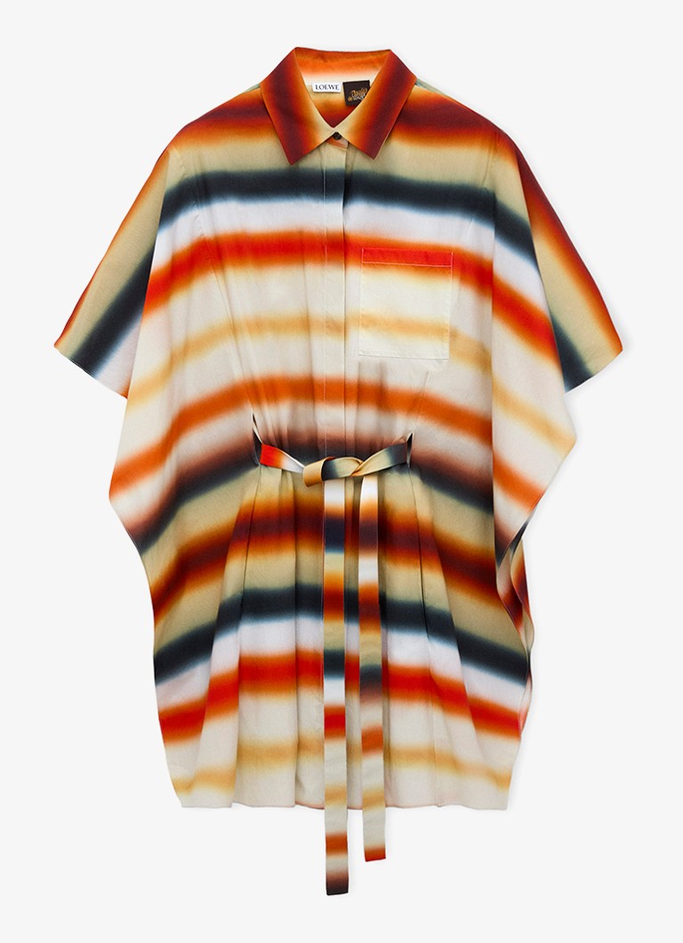 LOEWE Dames Kaftan met streepprint en strikceintuur in de kleur Oranje