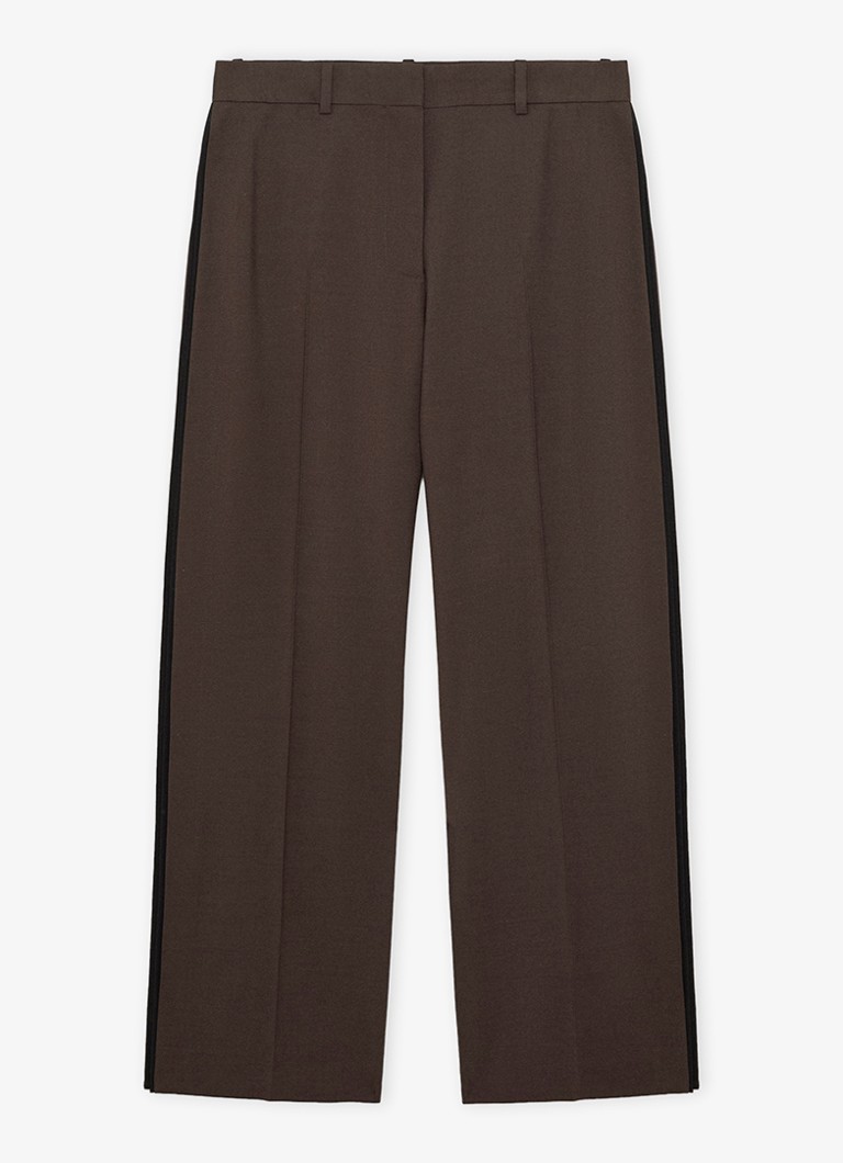 LOEWE Dames Wide fit pantalon in wolblend met persplooi in de kleur Bruin