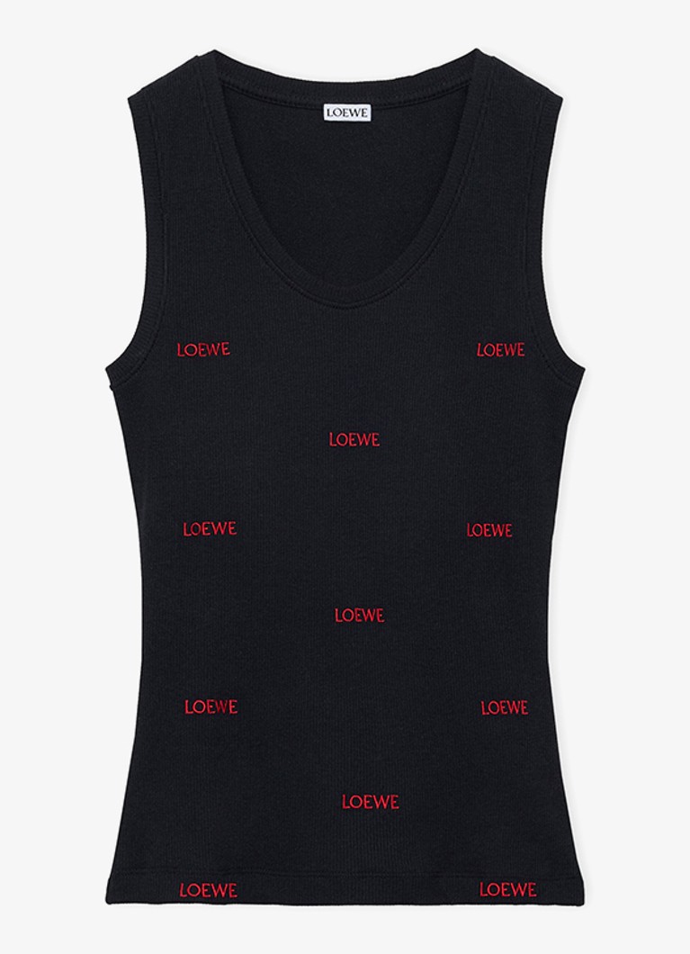 LOEWE Dames Tanktop met logoprint in de kleur Zwart