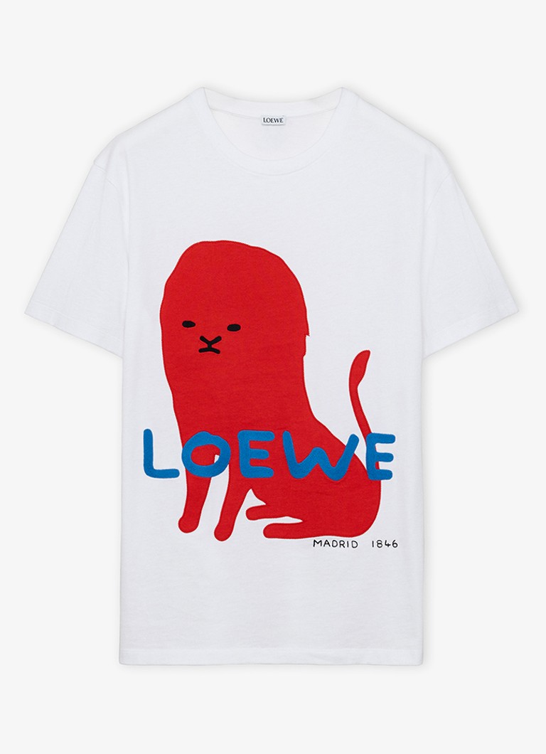 LOEWE Dames T-shirt met logoborduring in de kleur Wit