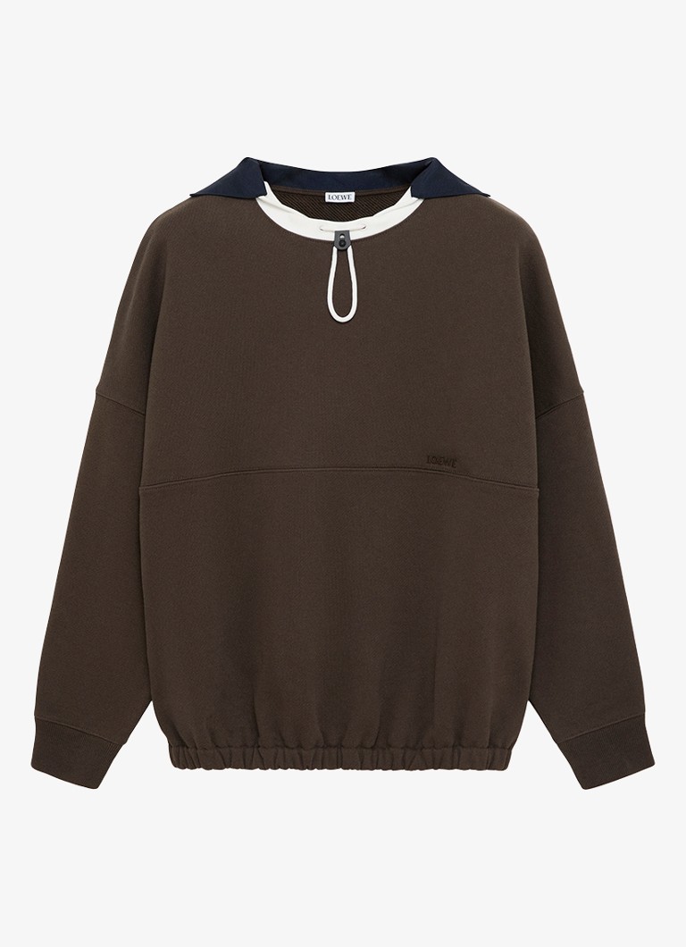 LOEWE Dames Sweater met trekkoord en logo in de kleur Bruin