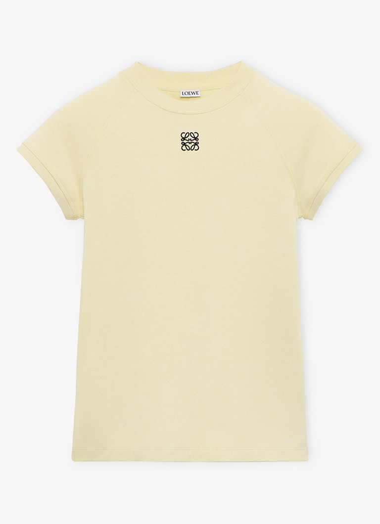 LOEWE Dames T-shirt met logoborduring in de kleur Lichtgeel