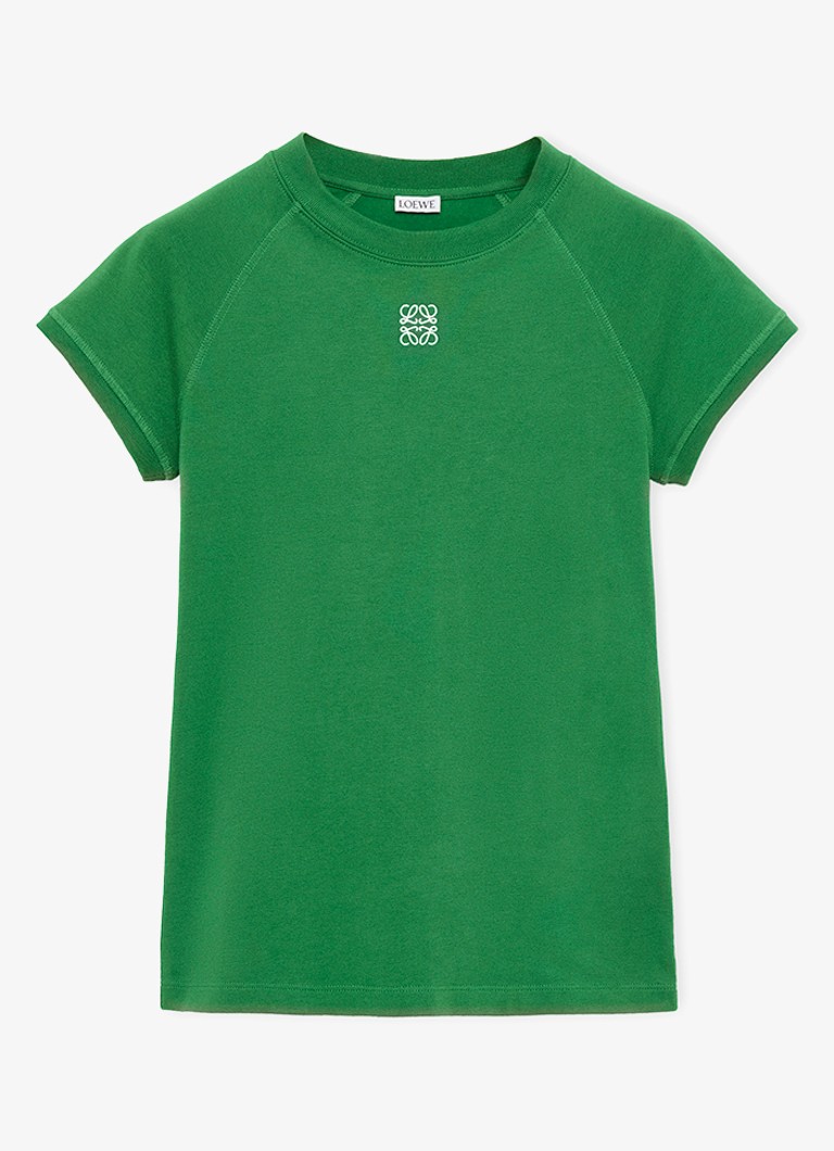 LOEWE Dames T-shirt met logo in de kleur Groen