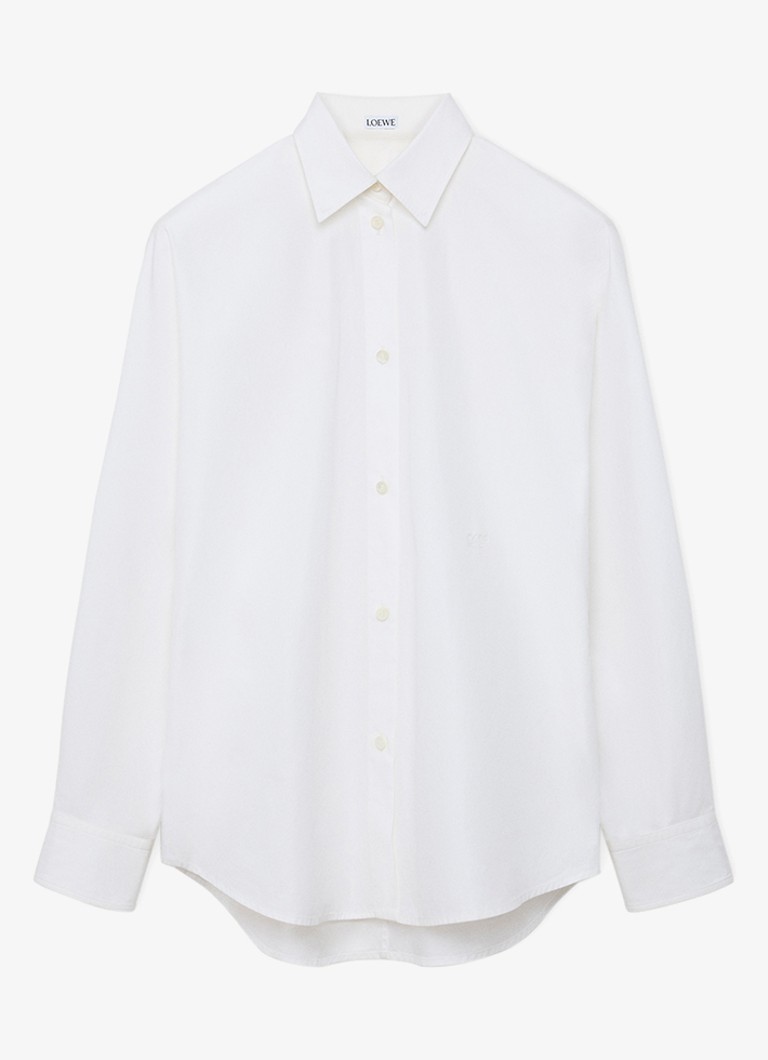 LOEWE Dames Blouse met logoborduring in de kleur Wit