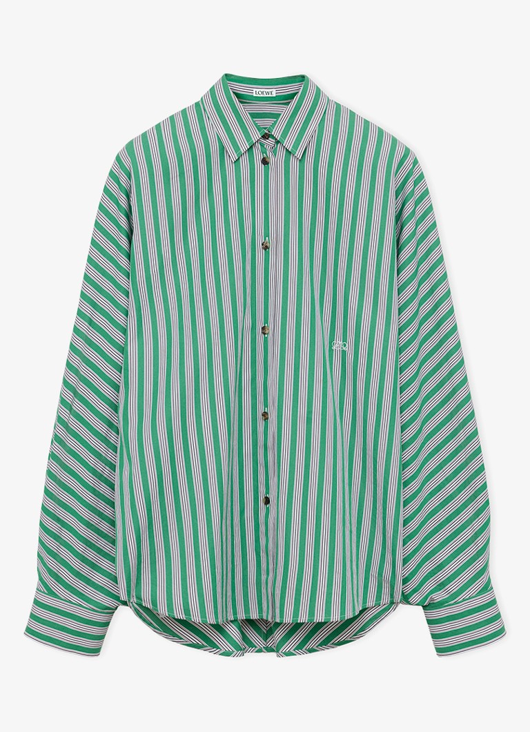 LOEWE Dames Blouse met streepprint in de kleur Groen