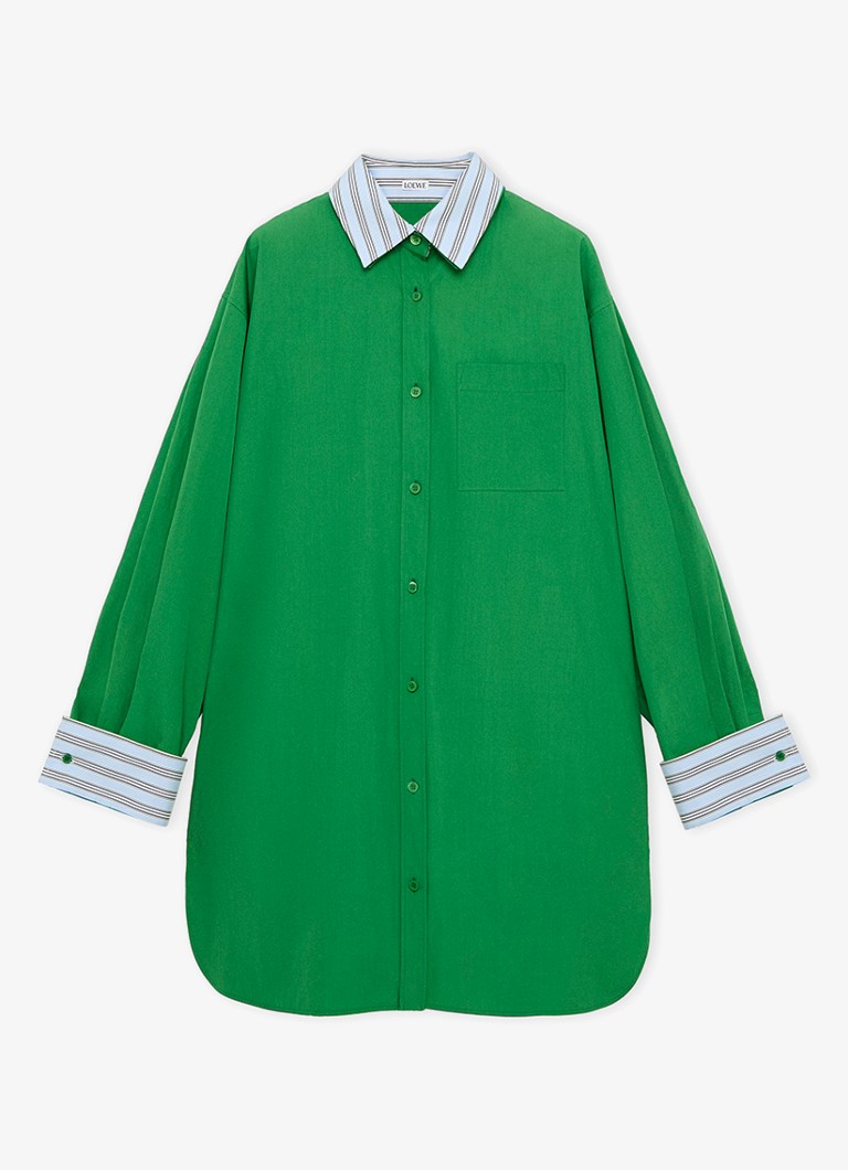 LOEWE Dames Mini blousejurk met streepprint in de kleur Groen