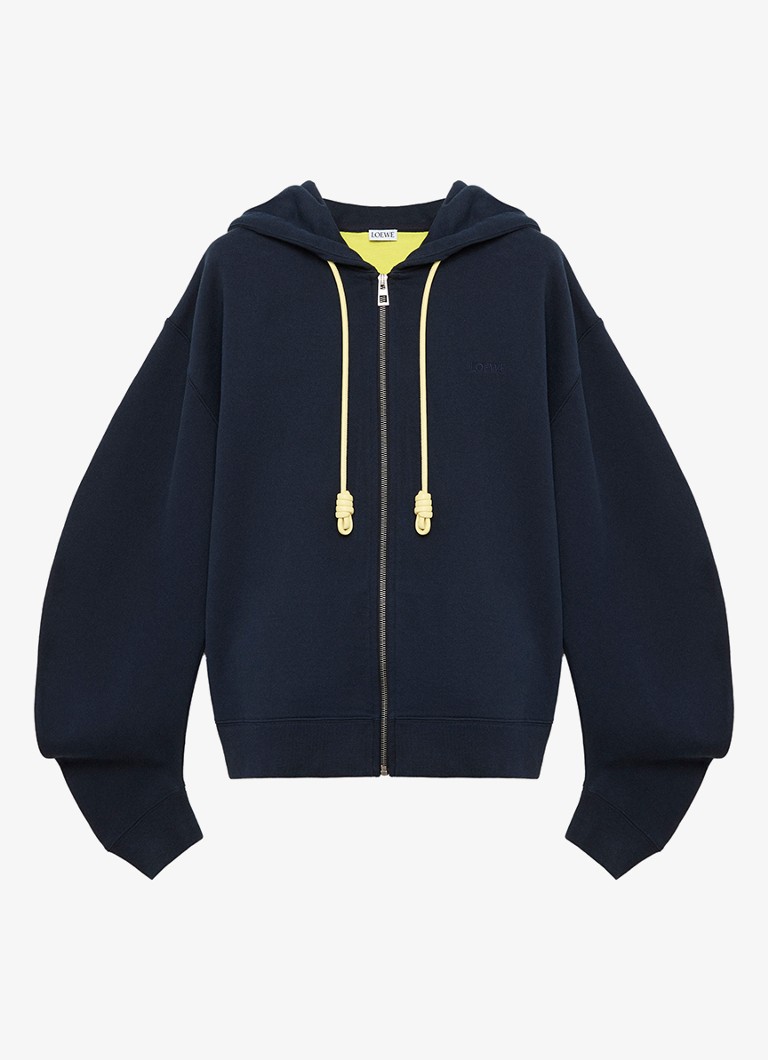 LOEWE Dames Sweatvest met logoborduring en ballonmouw in de kleur Donkerblauw