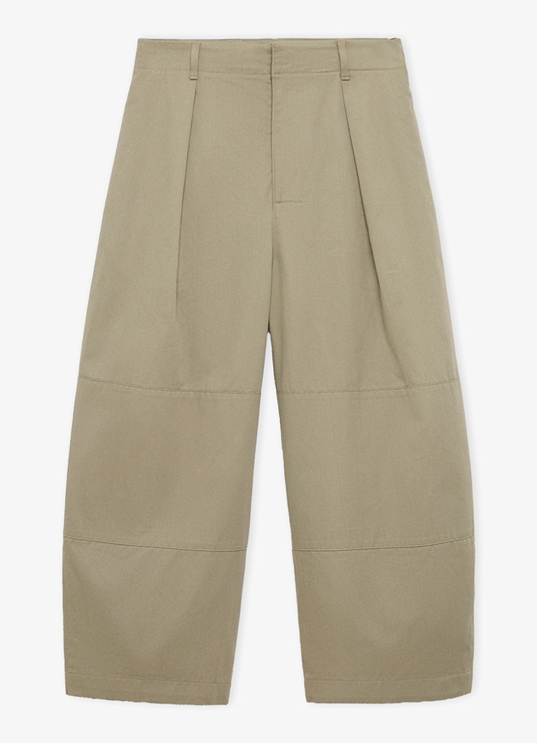 LOEWE Dames High waist wide fit cropped broek met plooidetail in de kleur Khaki