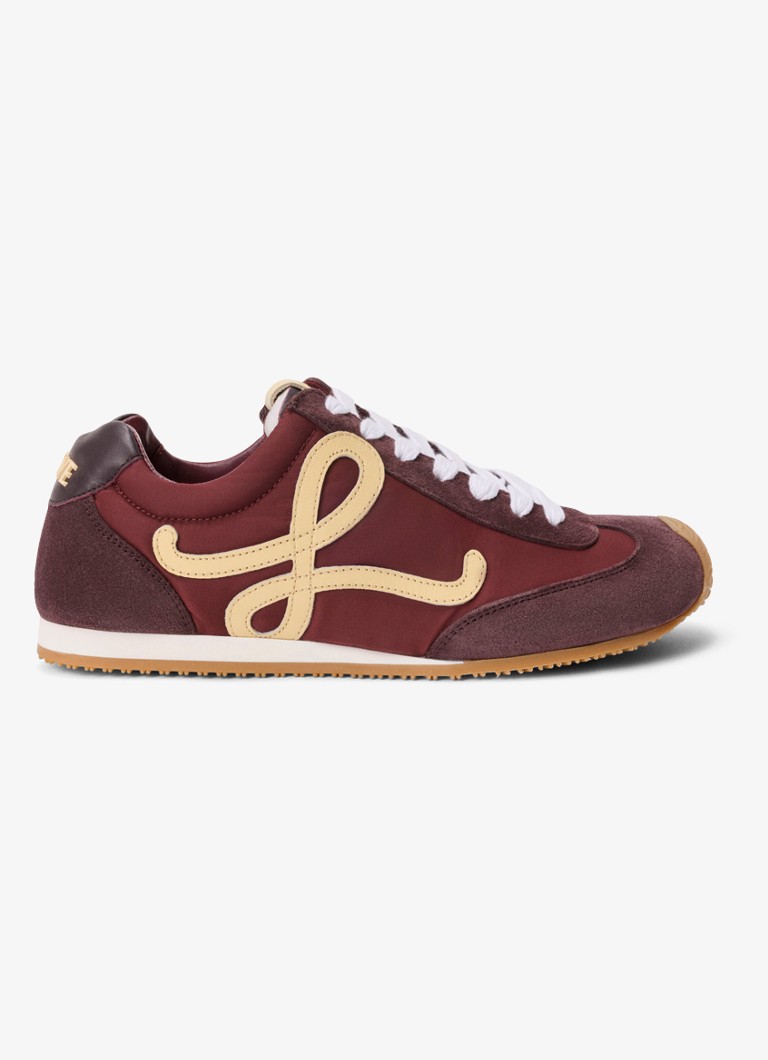 LOEWE Dames Ballet Runner 2.0 sneaker met suède details in de kleur Donkerrood