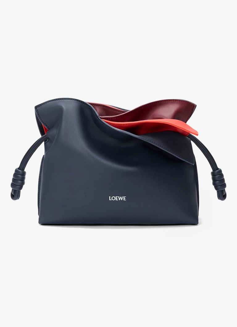 LOEWE Dames Flamenco Layers Mini clutch van kalfsleer in de kleur Donkerblauw