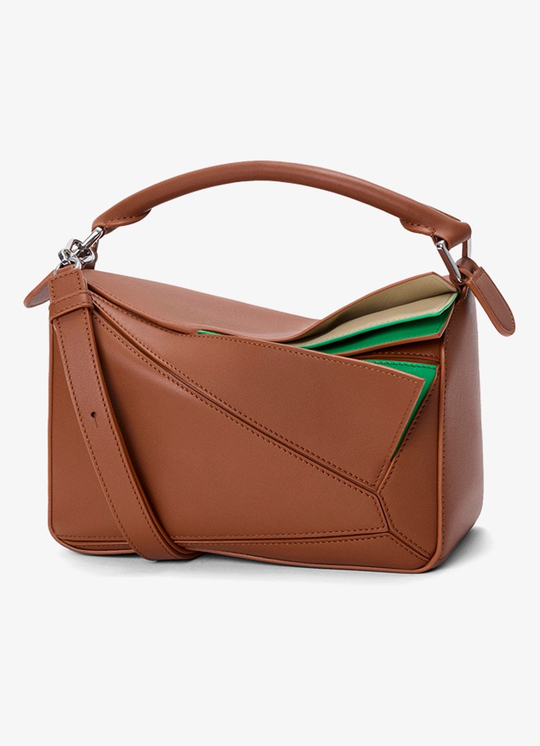 LOEWE Dames Puzzle Layers Small handtas van kalfsleer in de kleur Bruin